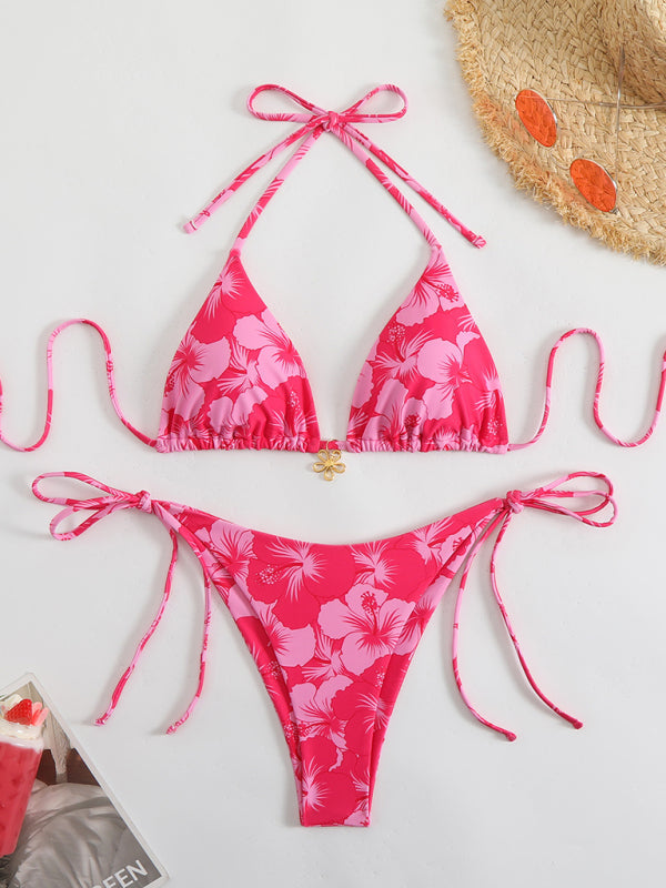 Eveloria Damen Halterneck-Bikini Blumenmuster