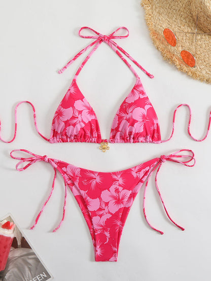 Eveloria Damen Halterneck-Bikini Blumenmuster