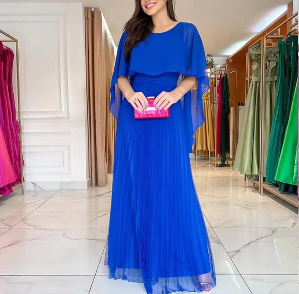 Damen Bodenlanges Abendkleid mit Cape-Ärmeln - Eveloria
