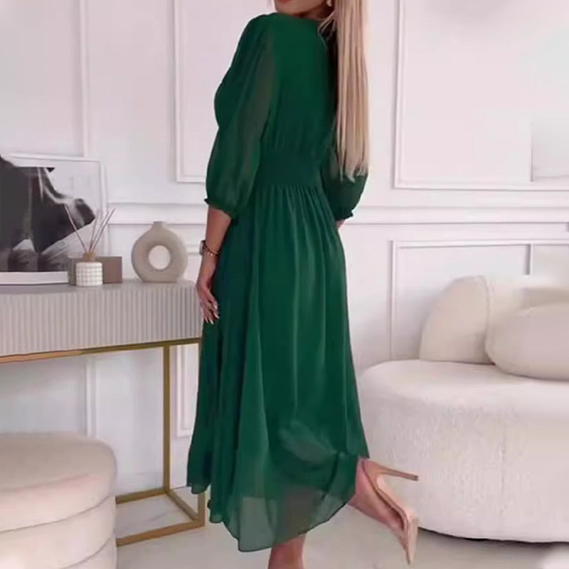 Eveloria Damen Chiffonkleid Seide Leicht