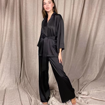 Eveloria Damen Pyjama-Set Weiches Satin - Eveloria