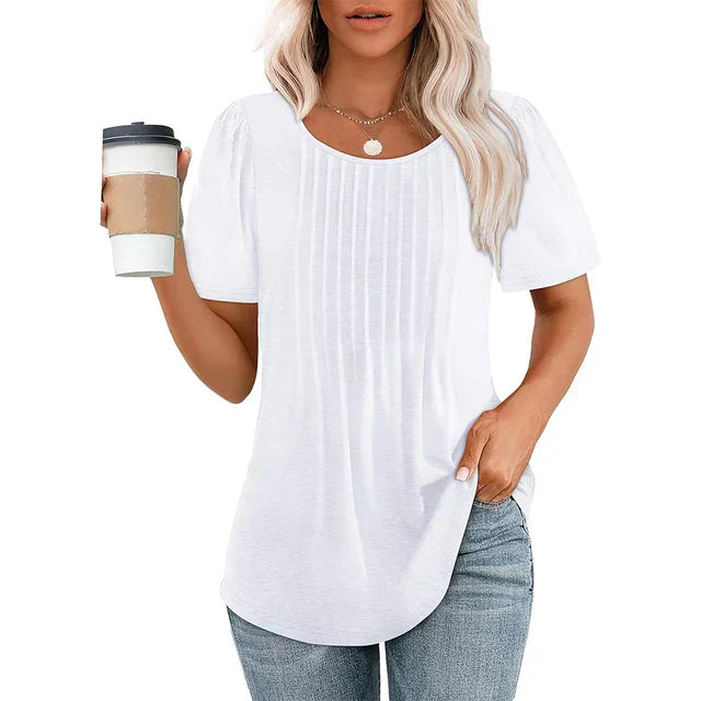 Eveloria Damen Sommer T-Shirt Elegantes Design Weiß