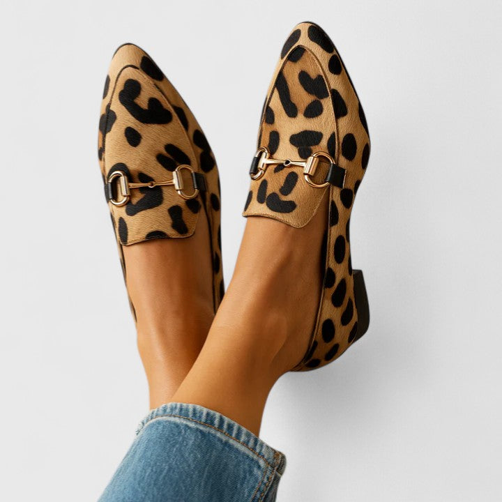 Damen Klassische Slipper Spitz Spitze Schwarz Druckmuster - Eveloria