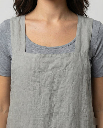 Damen Schürzenkleid Ärmellos Quadratischer Ausschnitt Mit Taschen