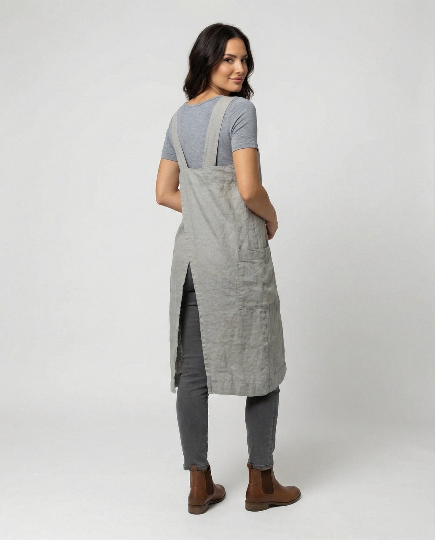 Eveloria Damen Schürzenkleid Baumwolle Mit Taschen