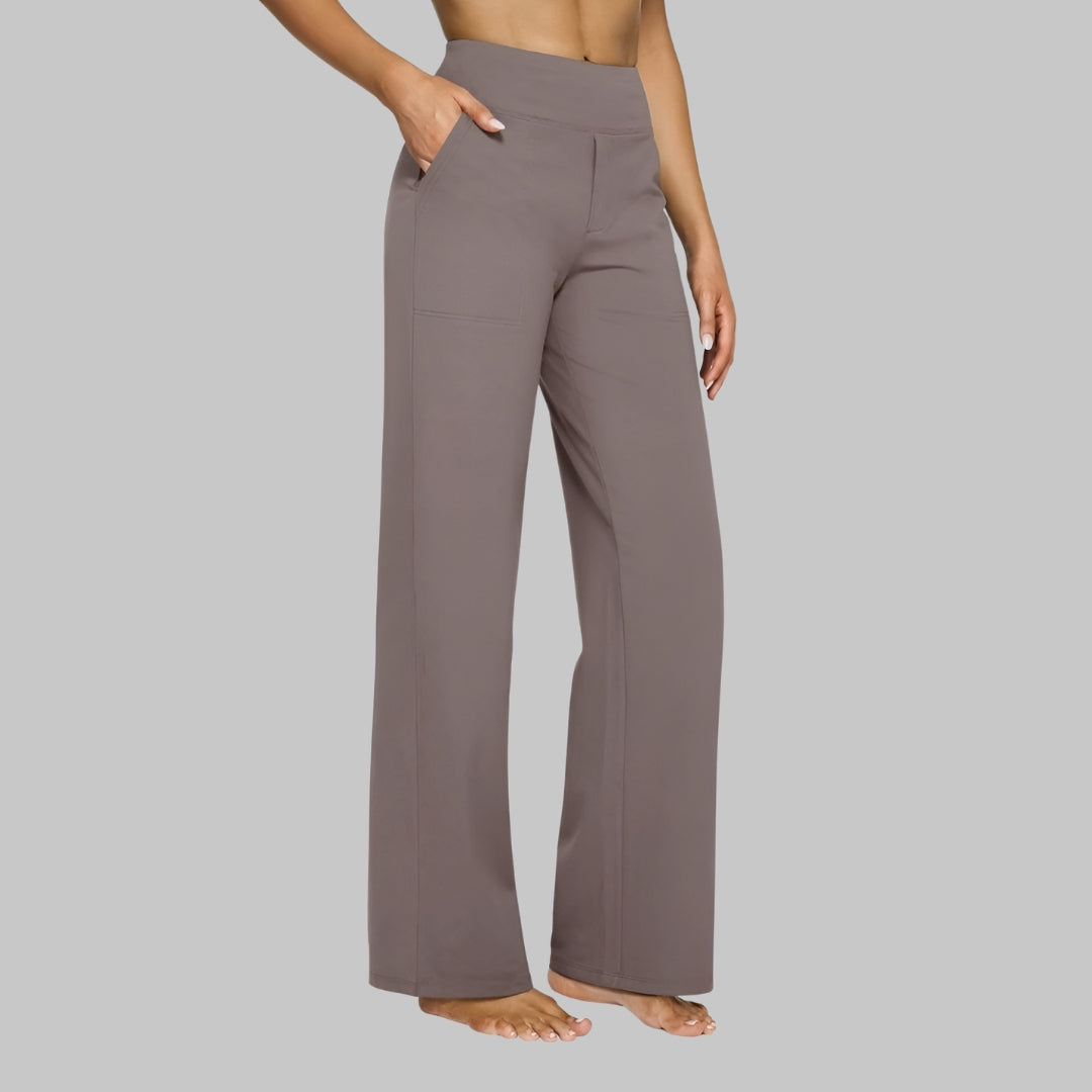 Damen Stretchhose Weit Bequem Schwarz - Eveloria