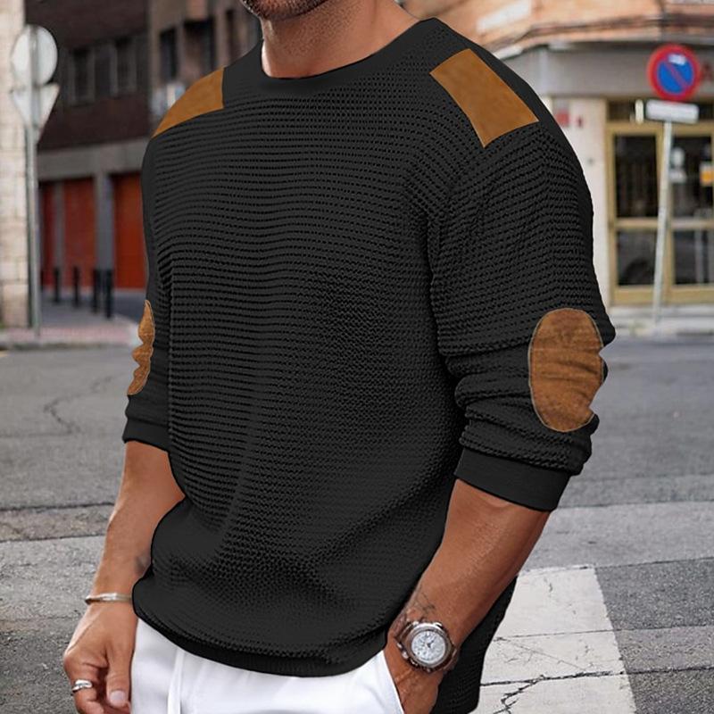 Weißer Strickpullover Damen Braun Wildleder Akzente