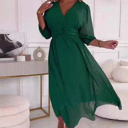 Eveloria Damen Chiffonkleid Seide Leicht