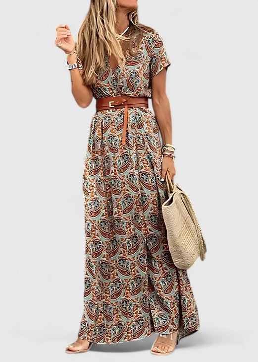 Anke Damen Maxikleid Lässig V-Ausschnitt Boho-Stil