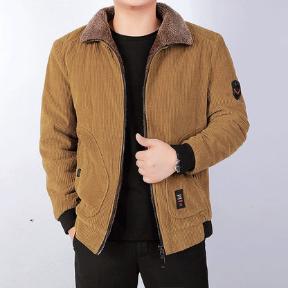 Herren Cordjacke Fleecekragen Gepolstert