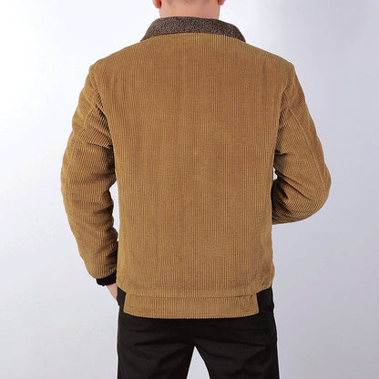 Herren Cordjacke Fleecekragen Gepolstert