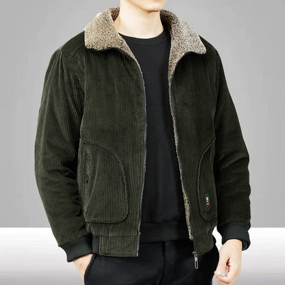 Herren Cordjacke Fleecekragen Gepolstert