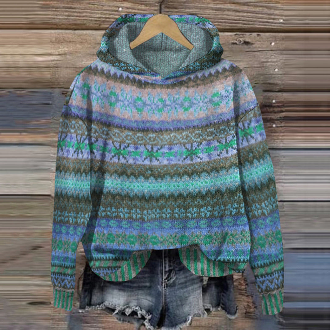 Damen Hoodie Gemustert Komfortabel Grau