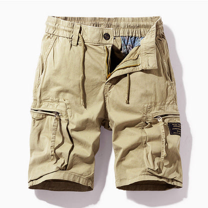 Herren Cargo-Shorts Kordelzug Multi-Taschen Beige