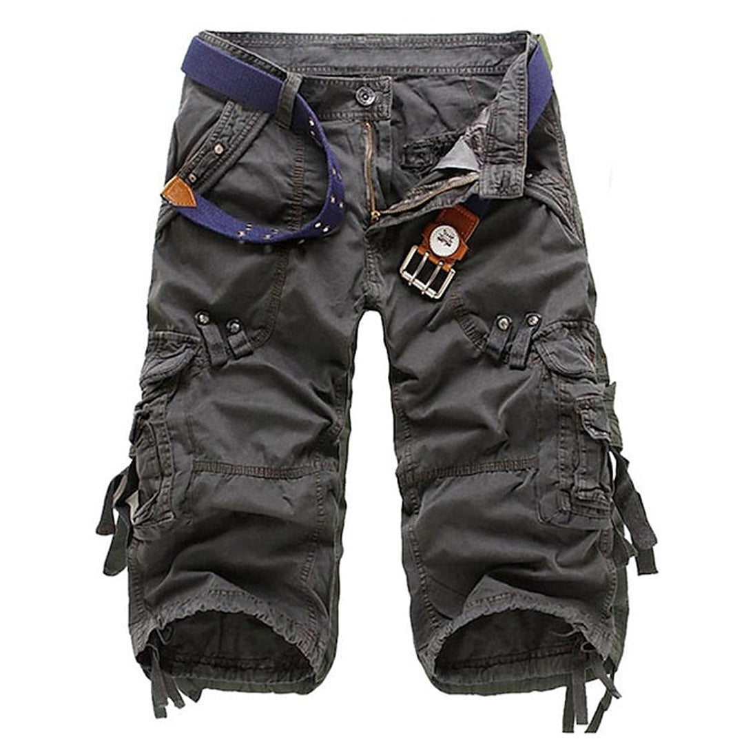 Heinrich Herren Cargo-Shorts Multi-Taschen Gürtel Beige