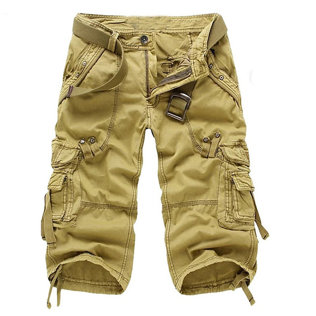 Heinrich Herren Cargo-Shorts Multi-Taschen Gürtel Beige