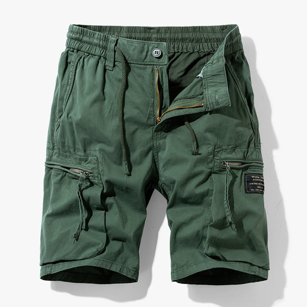 Herren Cargo-Shorts Kordelzug Multi-Taschen Beige