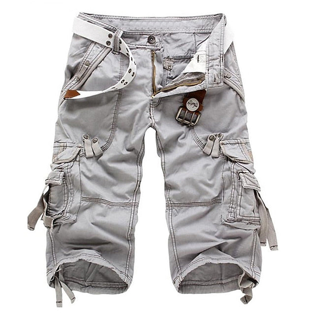 Heinrich Herren Cargo-Shorts Multi-Taschen Gürtel Beige