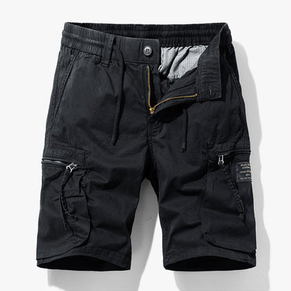 Herren Cargo-Shorts Kordelzug Multi-Taschen Beige