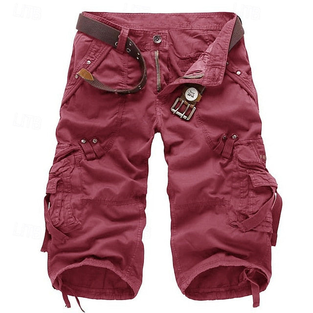 Heinrich Herren Cargo-Shorts Multi-Taschen Gürtel Beige - Eveloria