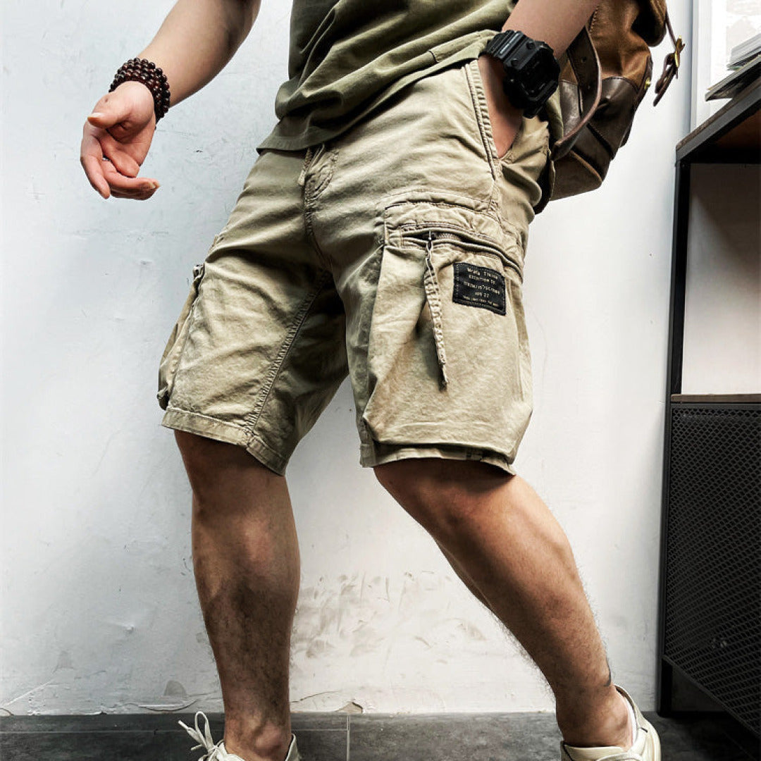 Herren Cargo-Shorts Kordelzug Multi-Taschen Beige - Eveloria