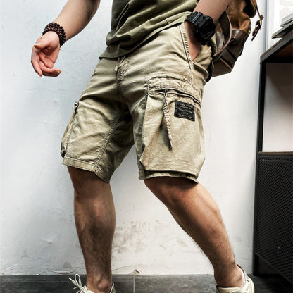 Herren Cargo-Shorts Kordelzug Multi-Taschen Beige - Eveloria
