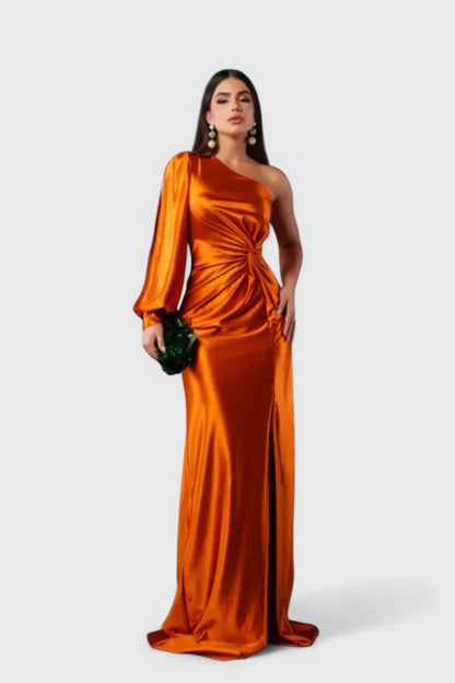 Damen Abendkleid Einer Schulter Raffung