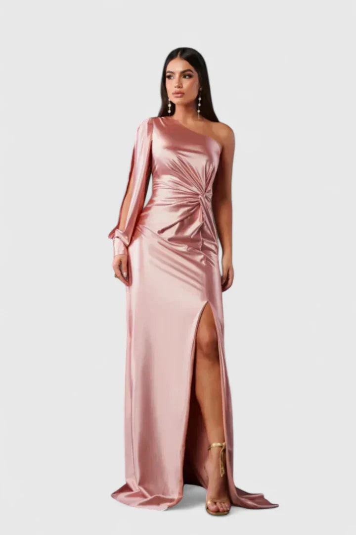 Damen Abendkleid Einer Schulter Raffung