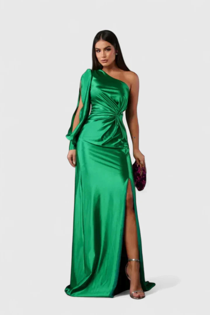 Damen Abendkleid Einer Schulter Raffung