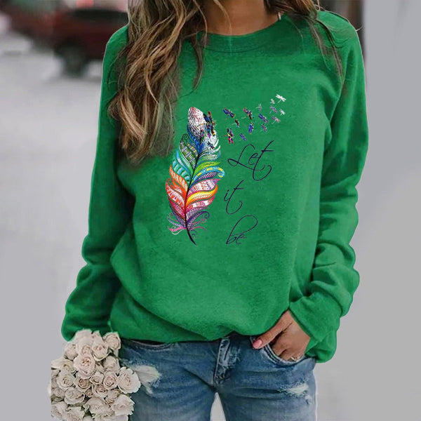 Damen Sweatshirt Baumwollmischung Rundhalsausschnitt Langarm