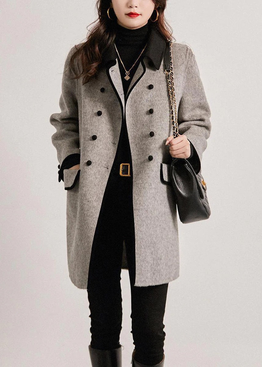 Eveloria Damen Trenchcoat Wollmischung Taillierte Passform