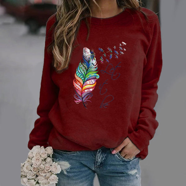 Damen Sweatshirt Baumwollmischung Rundhalsausschnitt Langarm