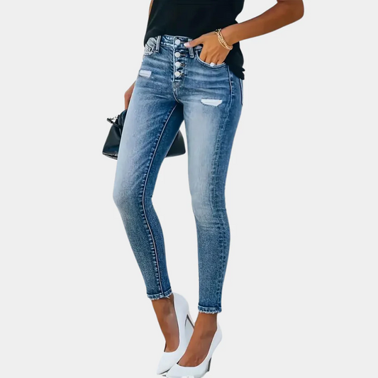 Eveloria Damen Skinny Jeans Slim Fit Stretch Denim Schwarz - Eveloria