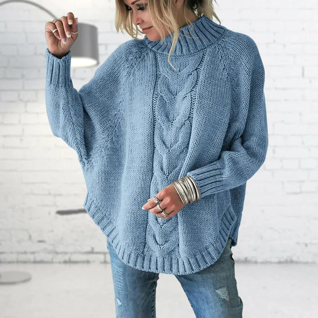 Eveloria Damen Pullover Wollstrick Oversized Rollkragen - Eveloria