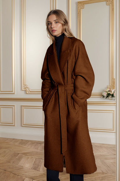 Inderra Damen Trenchcoat Midi-Länge Baumwolle Mit Bindegürtel