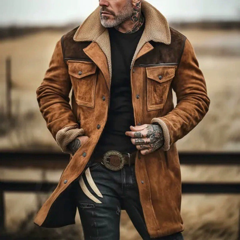 Vincenzo Herren Mantel Relaxed Fit Plüschkragen