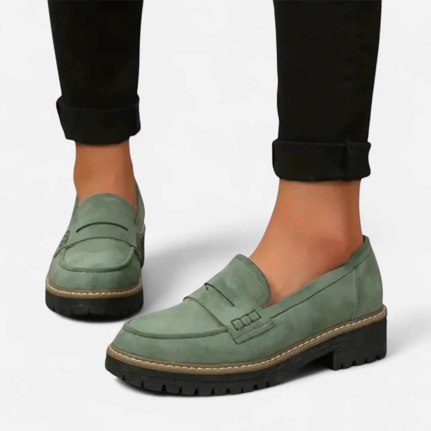 Damen Klassische Loafer Markante Sohle