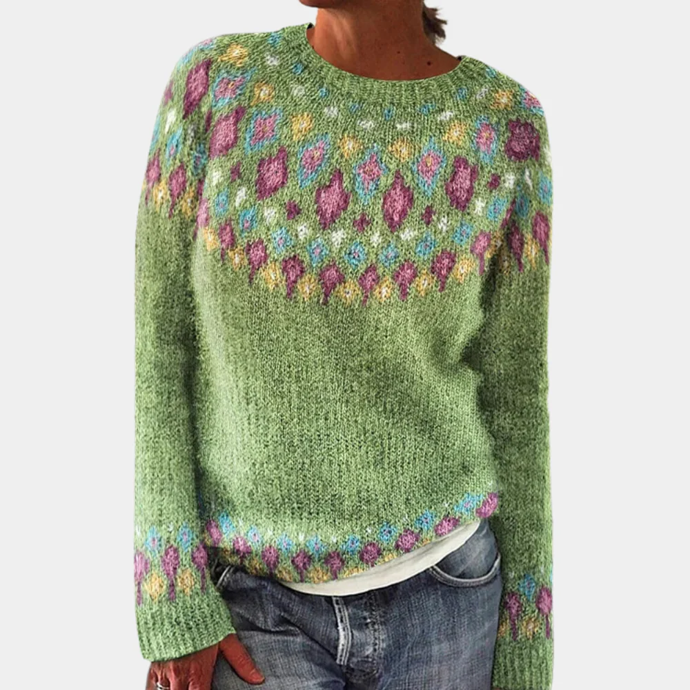 Eveloria Damen Pullover Wollpullover Lässig Geometrisch Rundhals - Eveloria