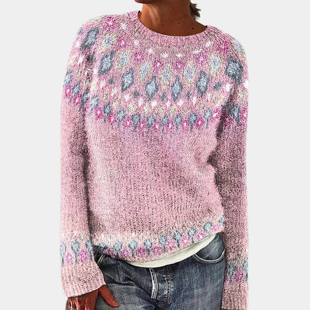 Eveloria Damen Pullover Wollpullover Lässig Geometrisch Rundhals