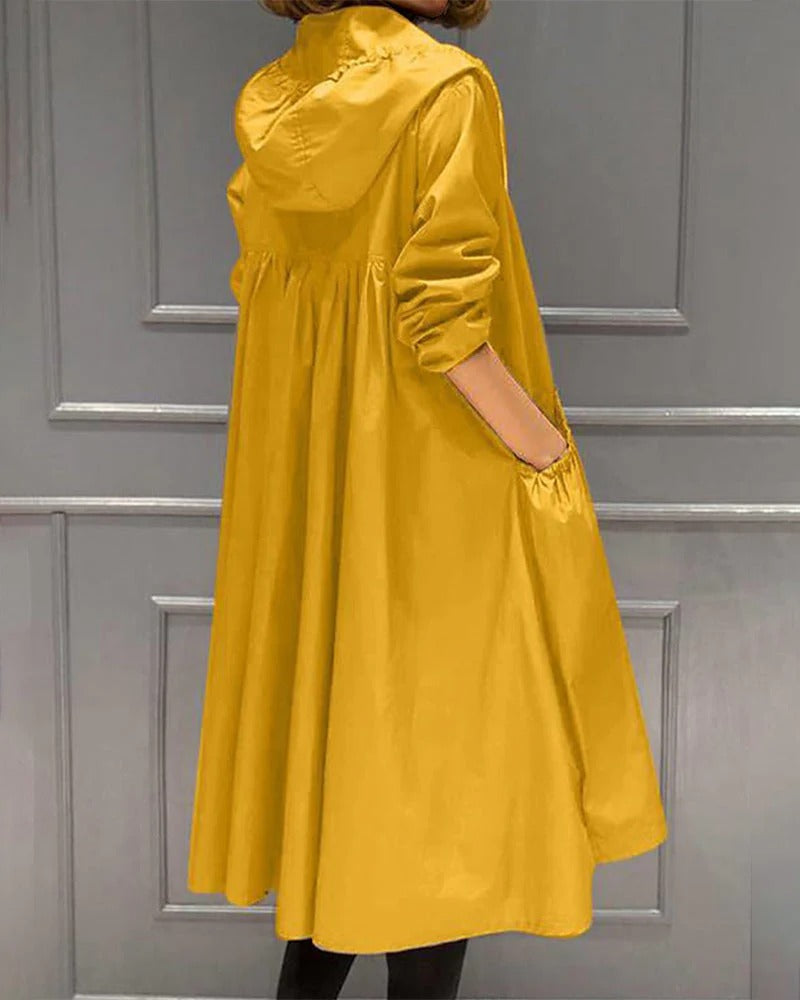 Eveloria Damen Trenchcoat Wasserdicht Kapuze Lässig