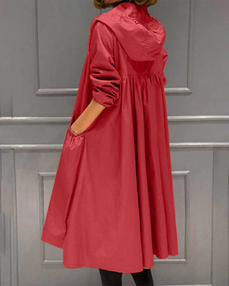 Eveloria Damen Trenchcoat Wasserdicht Kapuze Lässig