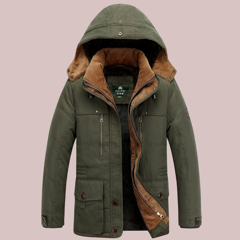 Herren Parka Jacke Mid-Length Gepolstert Isoliert