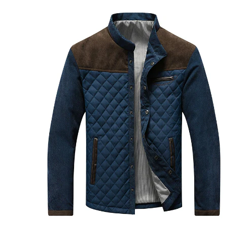 Eveloria Damen Steppjacke Wildlederbesatz Stehkragen Schwarz - Eveloria