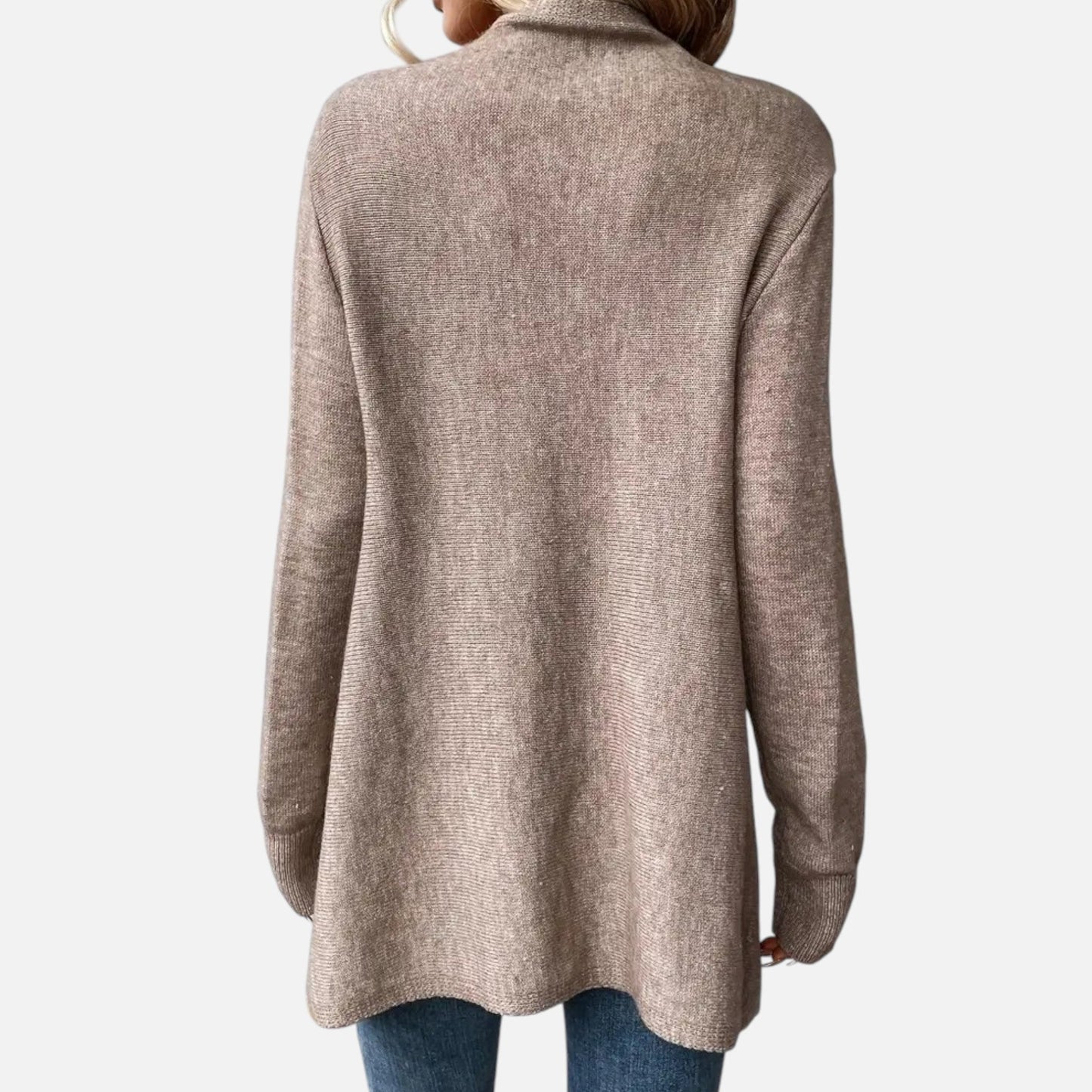 Damen Fransen-Pullover V-Ausschnitt Strickpullover Braun