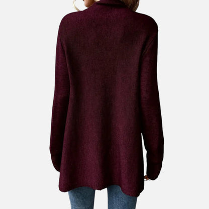 Damen Fransen-Pullover V-Ausschnitt Strickpullover Braun