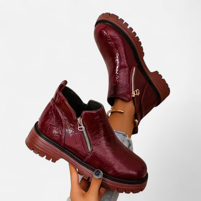 Damen Stiefeletten Robuste Sohle Reißverschluss