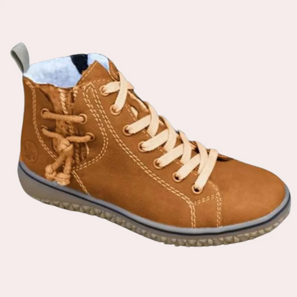 Eveloria Damen Knöchelstiefel Glattes Leder Schnürsenkel