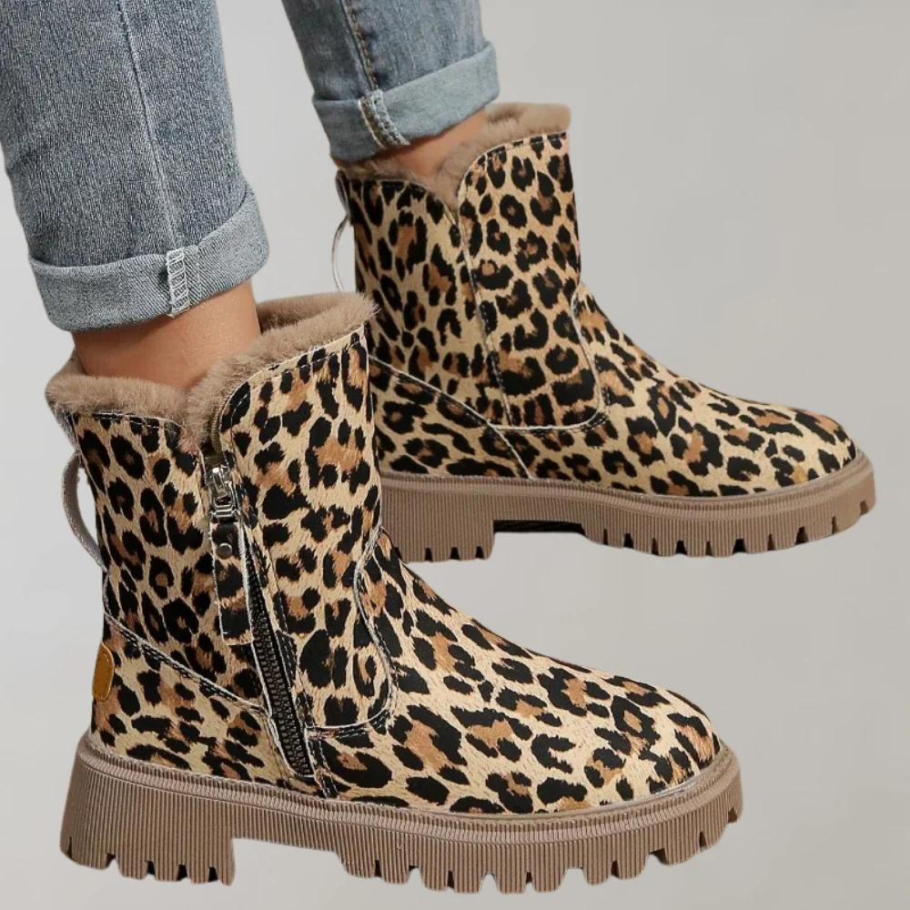 Eveloria Damen Knöchelhohe Stiefel Plüschfutter Seitenreißverschluss - Eveloria
