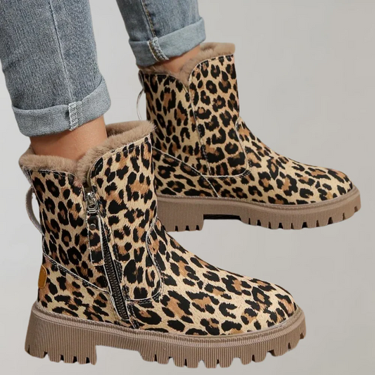 Eveloria Damen Knöchelhohe Stiefel Plüschfutter Seitenreißverschluss - Eveloria