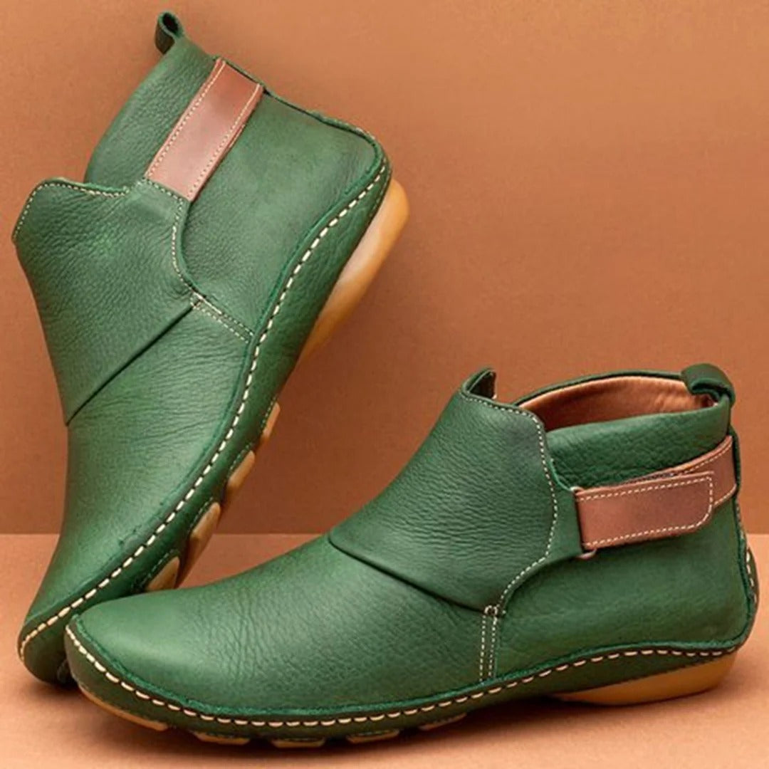 Eveloria Damen Stiefeletten Glattleder Runde Spitze Lässig